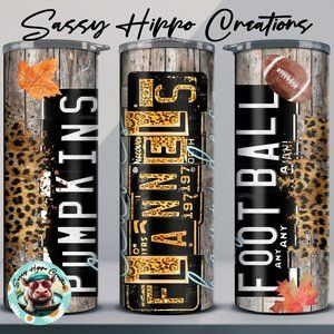 Skinny Tumbler Autumn Fall Flannels Pumpkin Football 20oz Stainless-Steel
